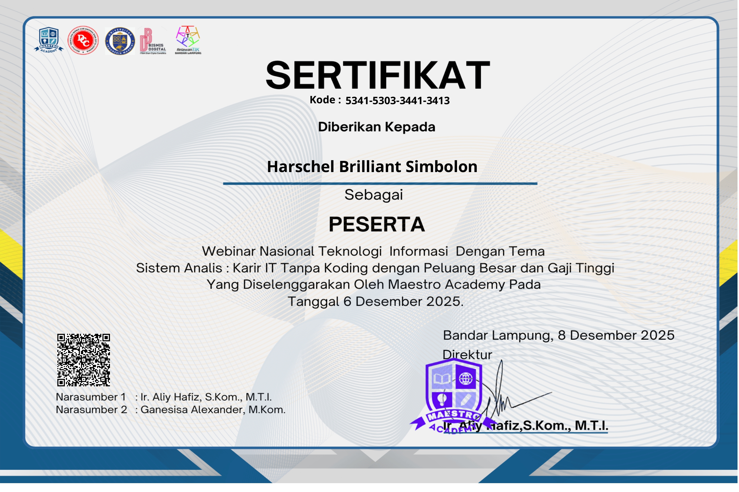 Certificate Page 1